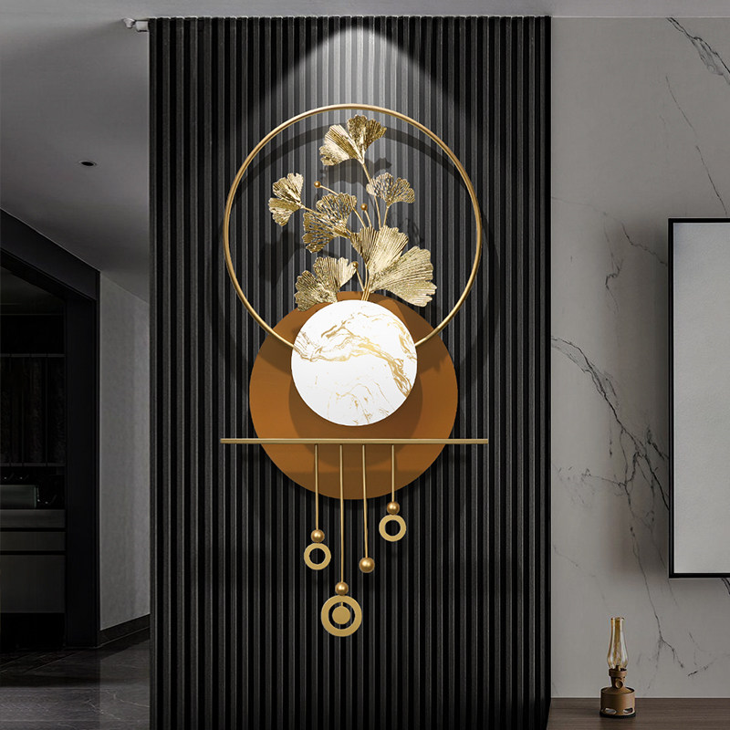 入户玄关银杏叶金属墙壁挂饰立体壁饰铁艺挂件民宿墙面装饰高级感