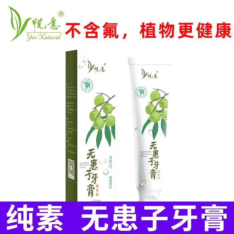 无患子牙膏100g薄荷味无氟植物清洁护口腔清新口气合纯素温和去渍