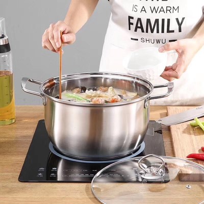 不锈钢加厚汤锅奶锅24CM双耳无磁汤蒸锅 电磁炉通用礼品厂家