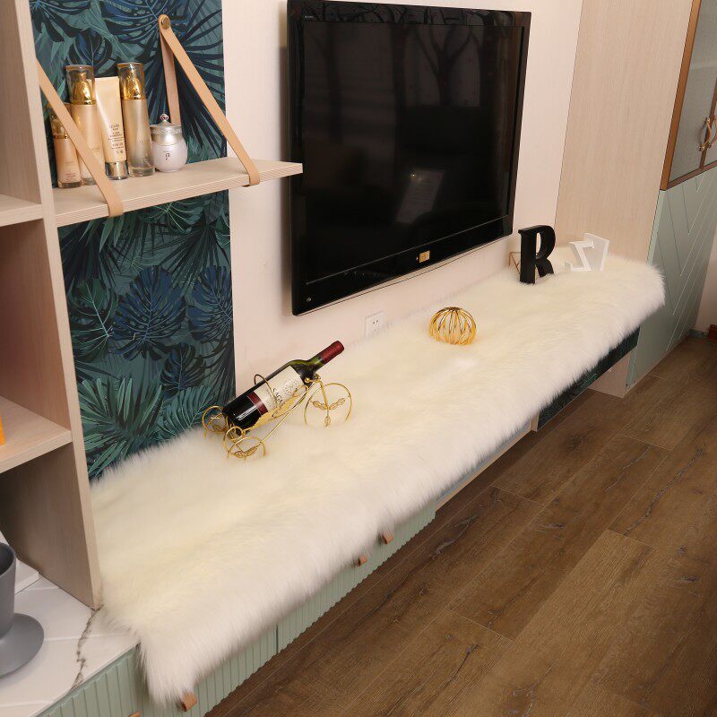 长毛绒电视柜垫子地毯橱窗装饰桌面展台毛毯仿羊毛流水台毛毛垫子