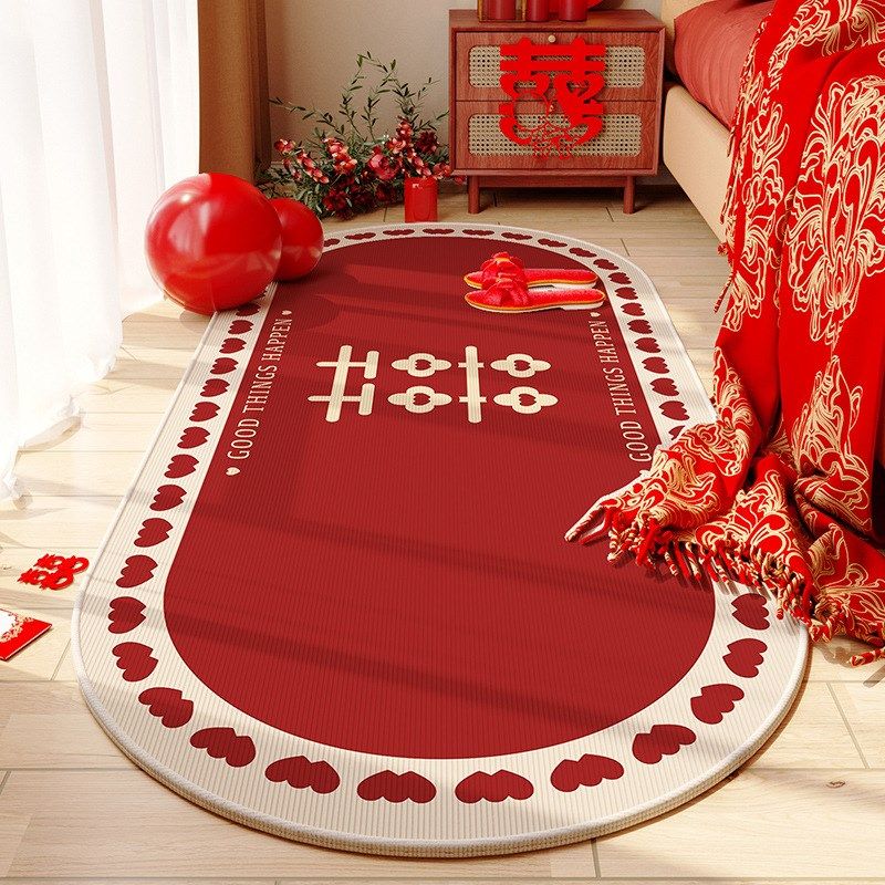 顺便买卖结婚卧室床边毯婚房布置沙发茶几毯喜庆红色水晶绒防滑毯,居家布艺,床边毯,淘宝优惠券,粉丝福利购,淘宝优惠卷
