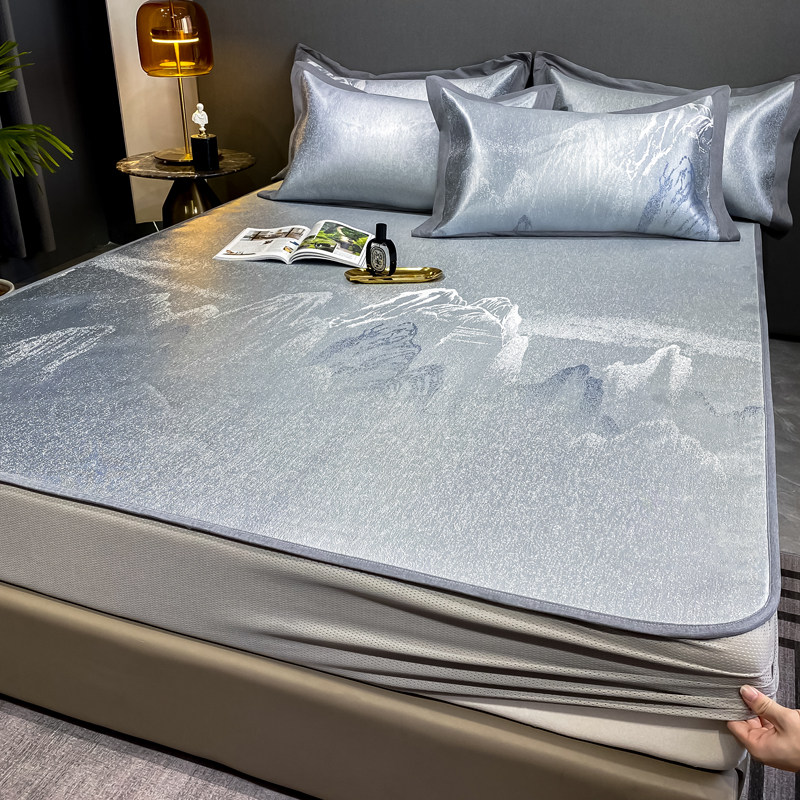 夏季冰丝凉席三件套1.8m床笠冰丝席子可折叠夏天高档水洗空调软席,床上用品,冰丝席,淘宝优惠券,粉丝福利购,淘宝优惠卷