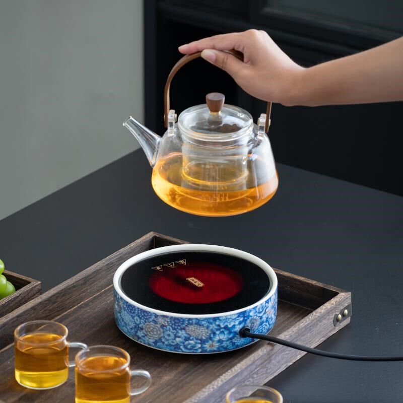 青花陶瓷电陶炉煮茶器新款加厚玻璃烧水煮茶壶家用整套茶具煮茶炉