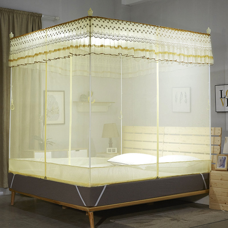 蚊帐三开门坐床式防摔1.8m床蒙古包双人家用1.5米拉链式1.2公主风