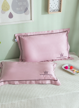 60s纯色天丝幼儿园小号枕头套儿童夏季冰丝枕套50*30单人60x40cm