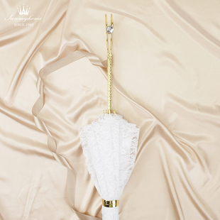 萨曼莎 白色蕾丝长柄雨伞双层太阳伞欧式宫廷公主风lolita小洋伞