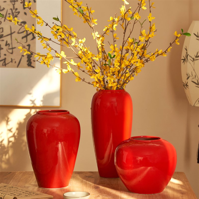 复古中式陶瓷花瓶摆件玄关客厅高颜值落地花瓶插花水养鲜花装饰品