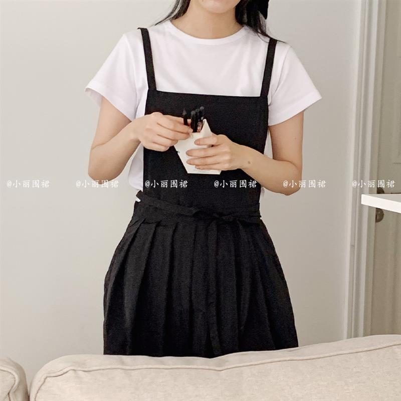 韩版百褶防泼水长款围裙花店花艺师园艺时尚漂亮女咖啡店工作服