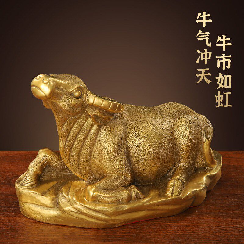 铜牛摆件十二生肖牛工艺品牛气冲天卧牛家居玄关公司前台桌面摆件