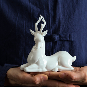 陶瓷小鹿精品中式摆件家居客厅茶几桌面装饰工艺品办公室小鹿摆设