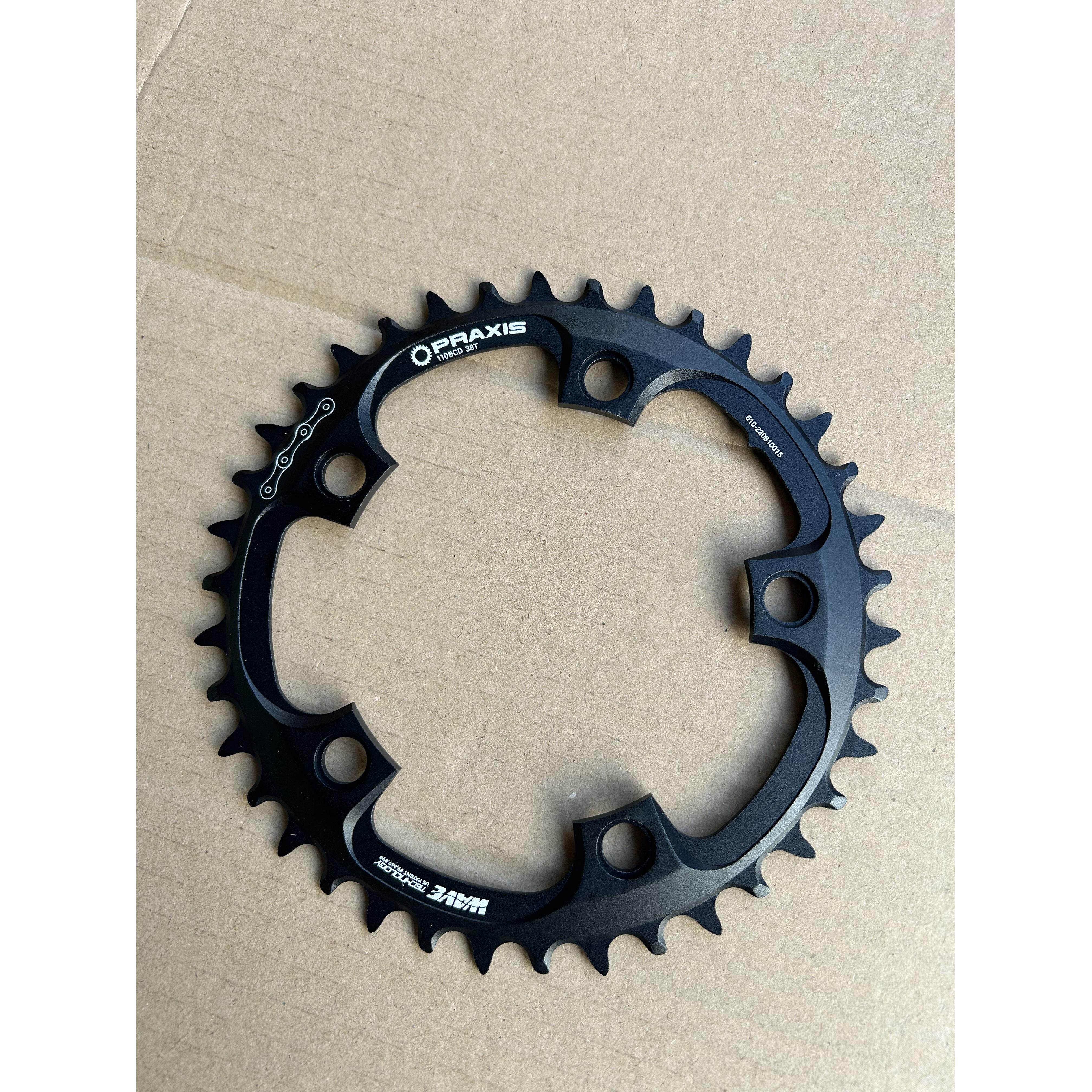 包邮praxis正负齿碟刹公路车瓜车牙盘38T铝合金BCD110mm盘片