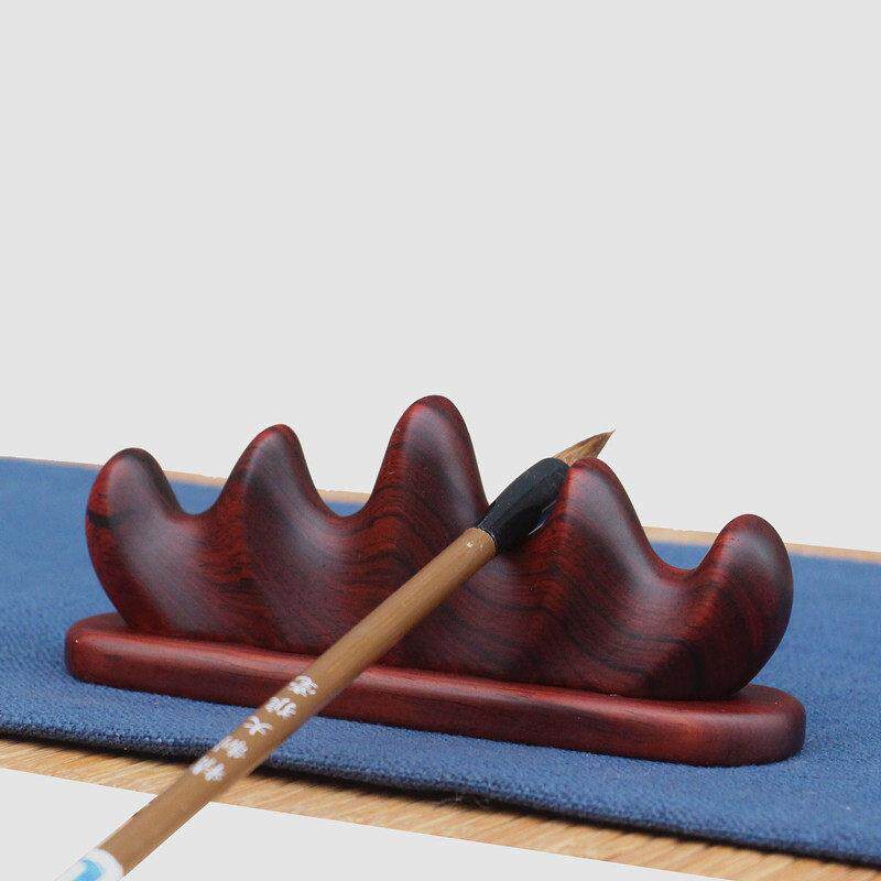 红木红酸枝毛笔搁实木创意复古毛笔架搁笔架笔山镇纸镇尺文房四宝