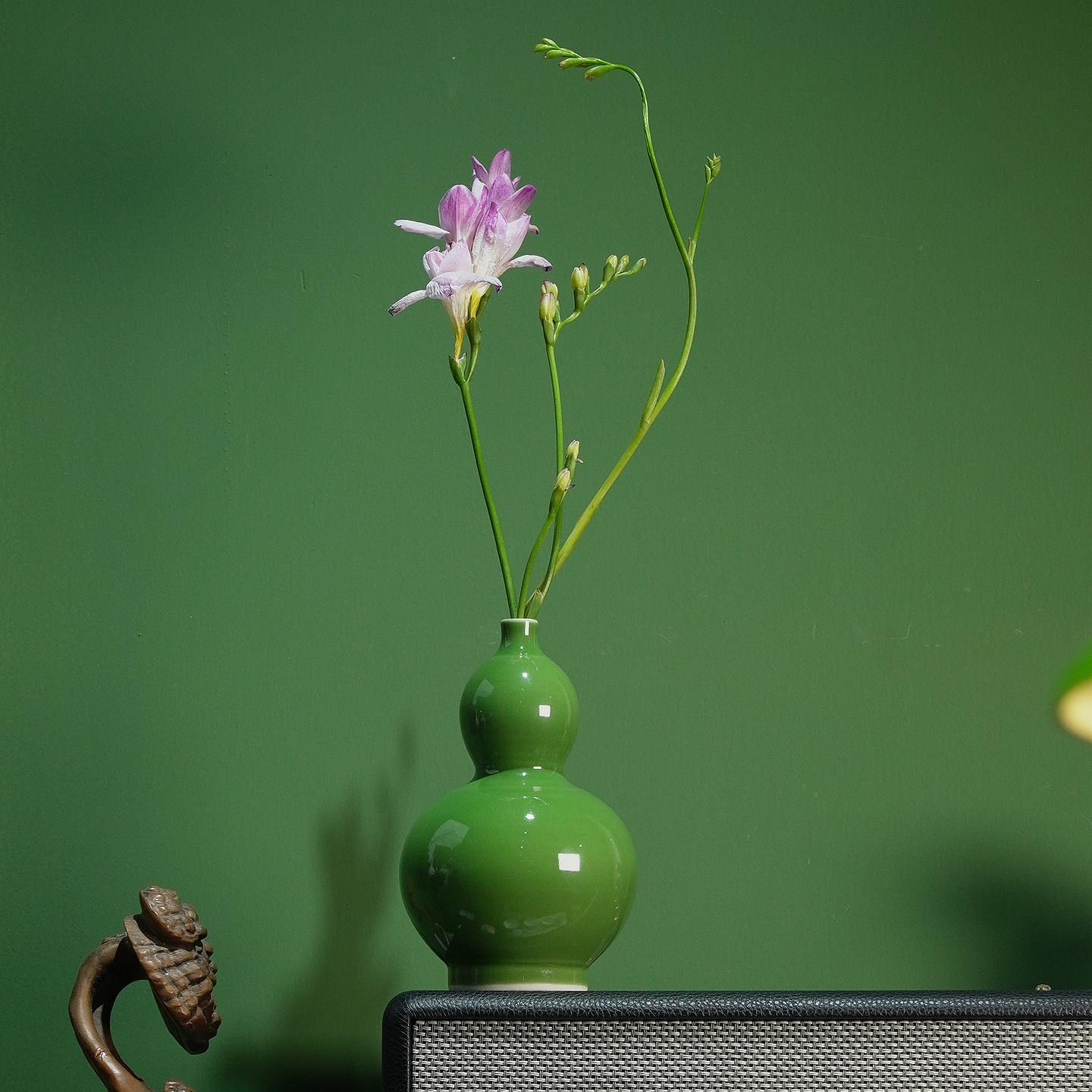 大鱼美器 葫芦花瓶 景德镇陶瓷花瓶子纯手工花插茶室花器民宿书房