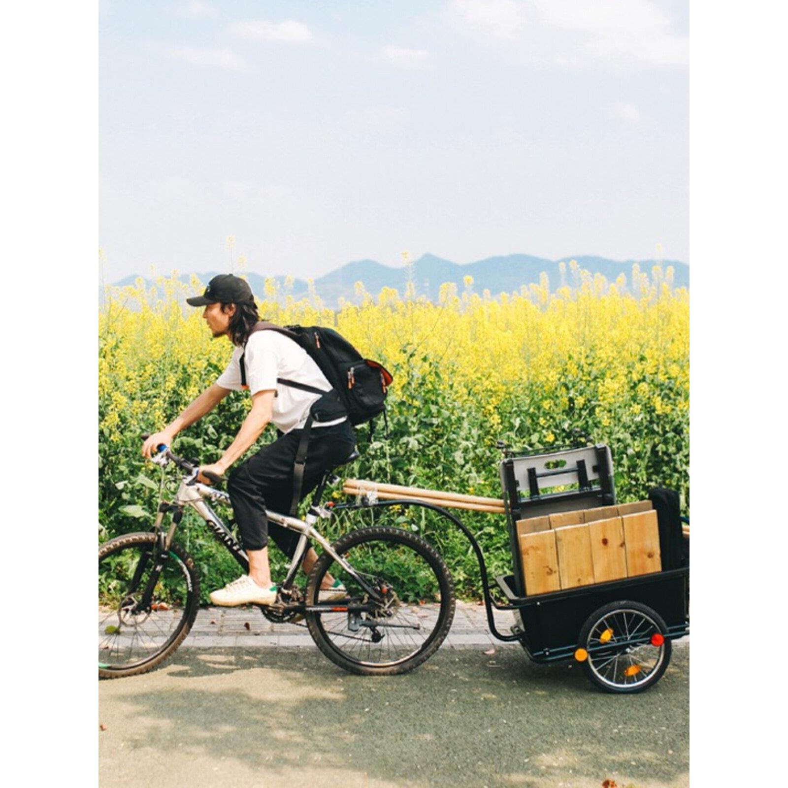 自行车拖车拖车自行车露营式地毯小拖车自行车拖拉机后悬挂家庭汽