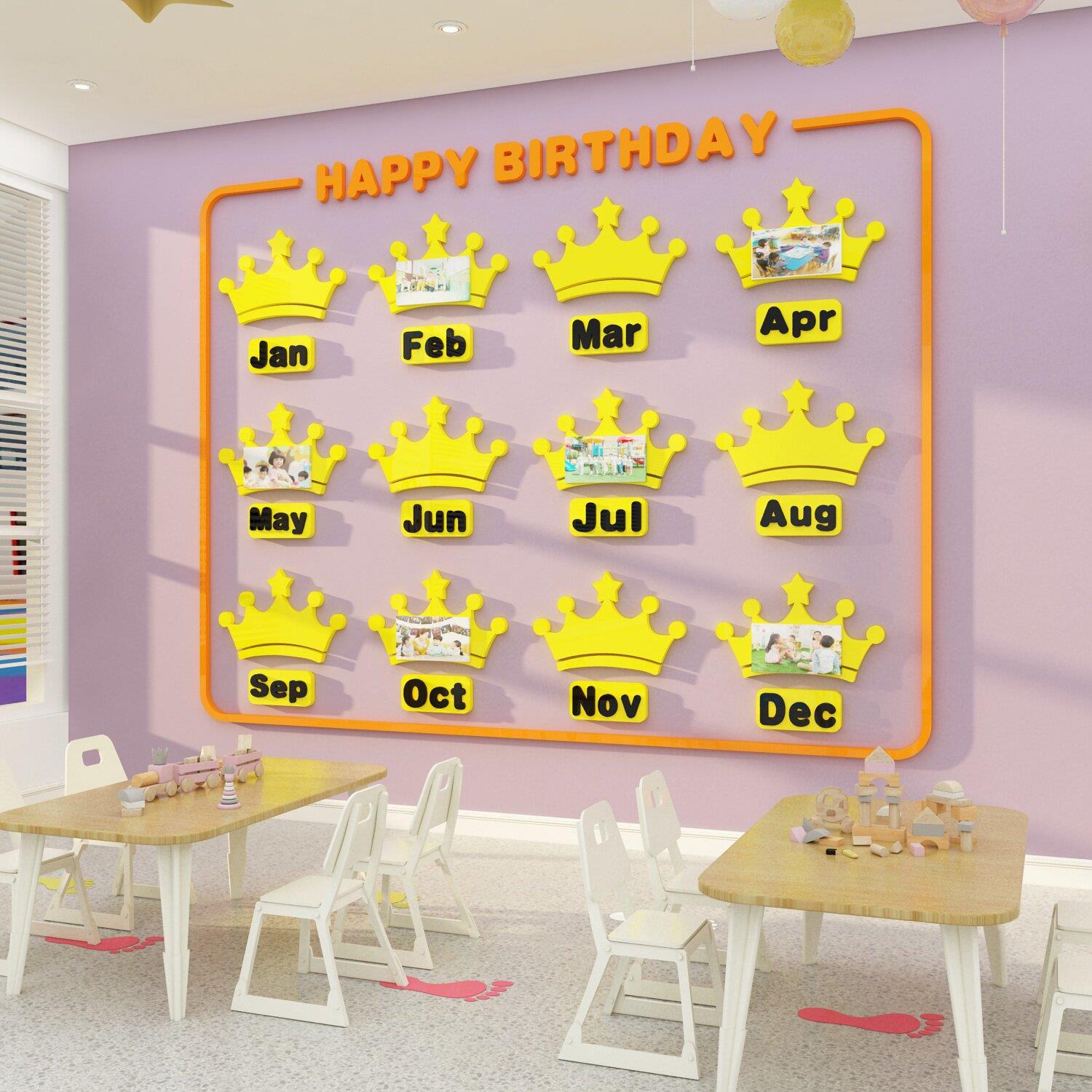 幼儿园墙面装饰环创主题成品班级文化生日照片布置课教室壁报贴纸