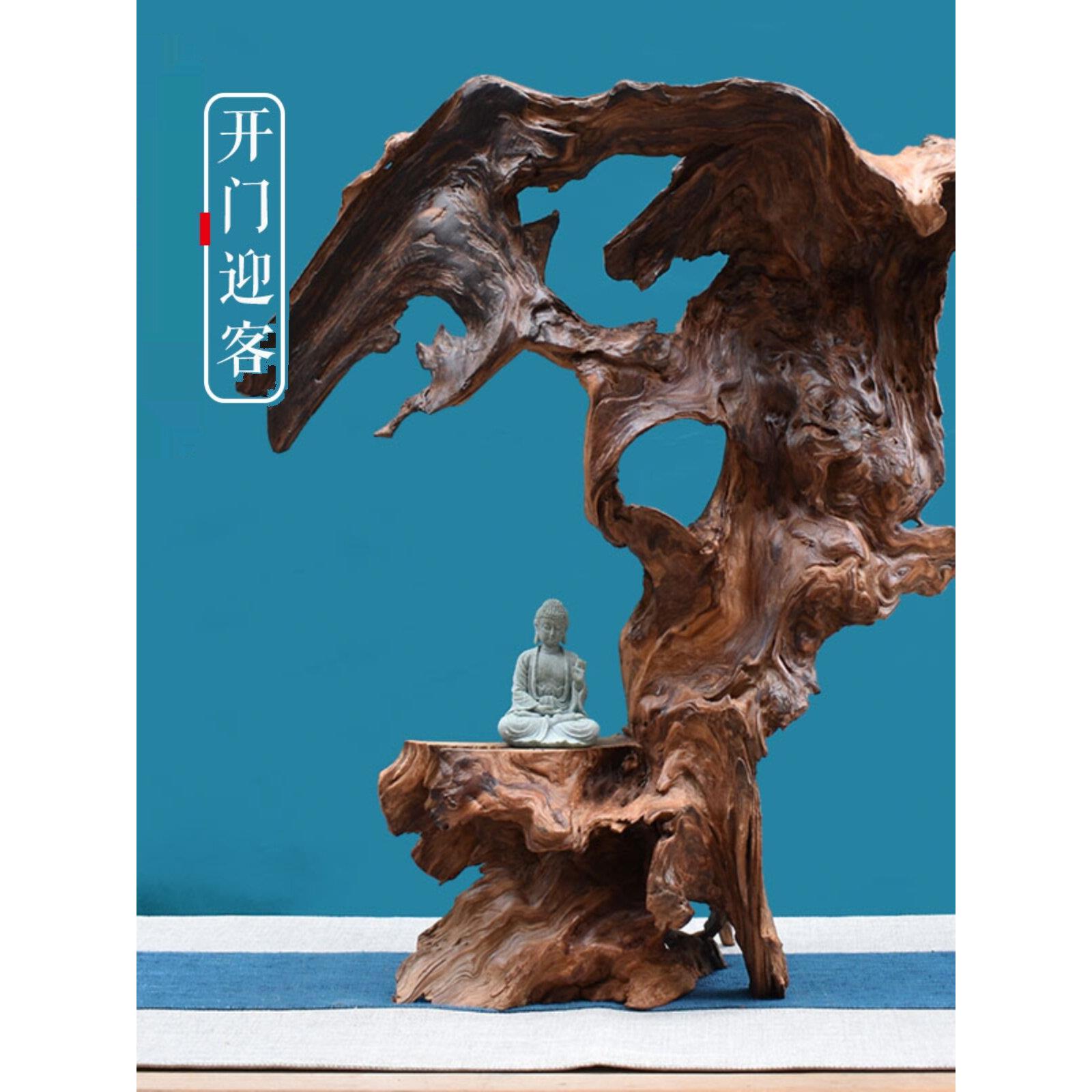 根雕摆件天然树根风化死树根红杉木艺术摆件奇石基地书房茶室入口