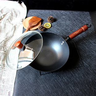 电磁炉小熟铁炒锅轻便锻打小铁锅1-2人用炒菜锅辅食无涂层26/28cm