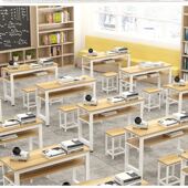 中小学生课桌椅辅导班美术培训书法班单人画室幼儿园双人组合