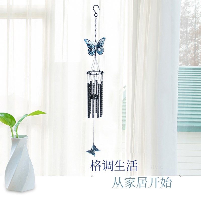 复古创意金属铁艺蝴蝶风铃挂饰刻花铝管阳台庭院装饰节日礼品,家居饰品,风铃及配件,淘宝优惠券,粉丝福利购,淘宝优惠卷