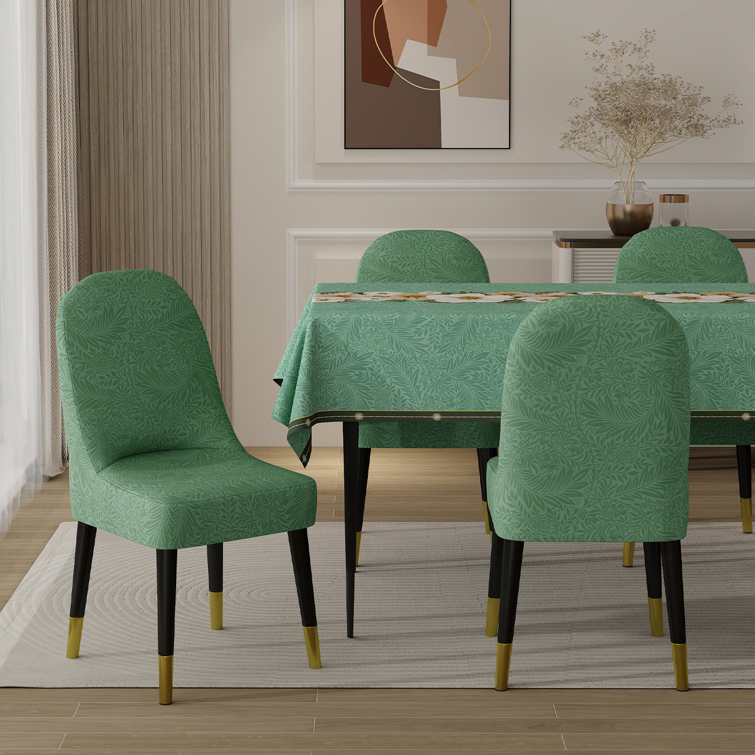 餐桌椅子套罩凳子套2025新款弧形高端餐椅套高弹力靠背一体椅套