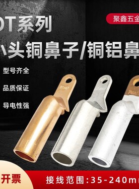 小头DT铜鼻子断路器接线端子窄头过渡铜铝鼻线耳35/70/95/120平方