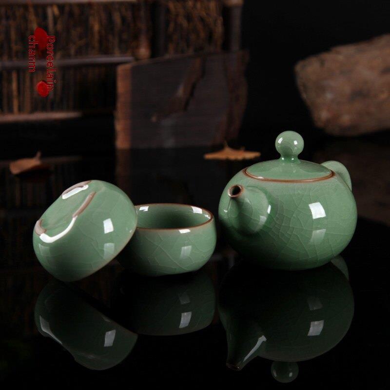 秦云青瓷正宗葛窑手工滤壶茶杯全套陶瓷功夫茶具一壶两杯
