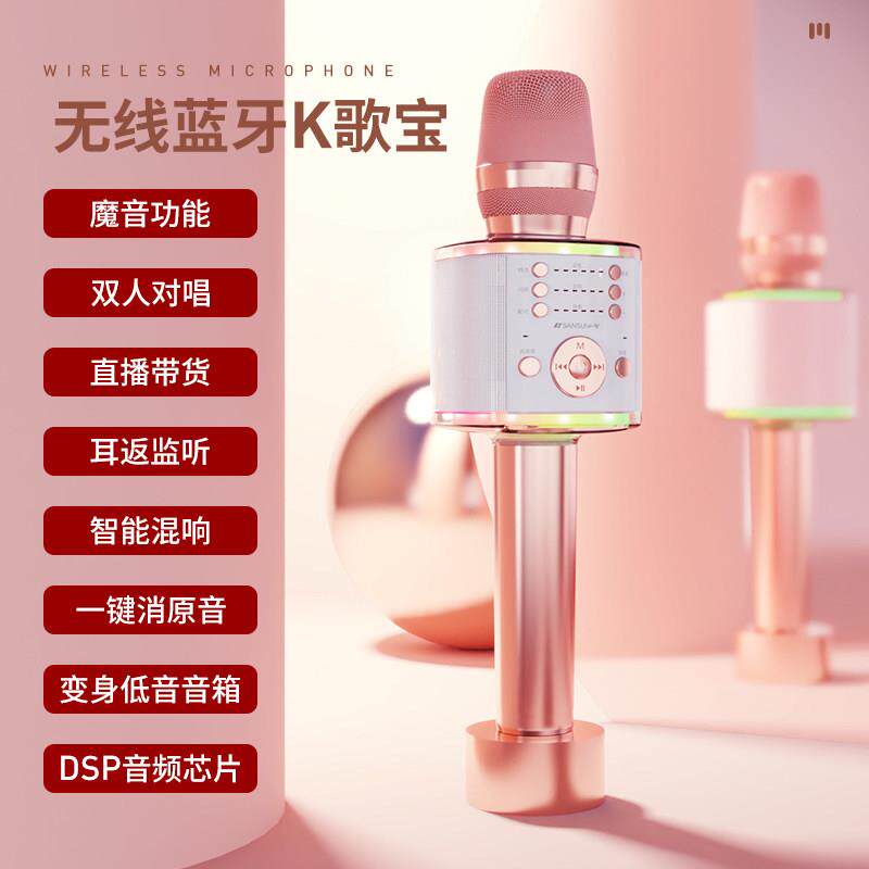 Sansui/山水 F12话筒音响麦克风自带声卡家用专业K歌无线蓝牙车载