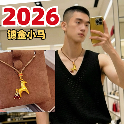 2026镀金小马项链男士高级设计感