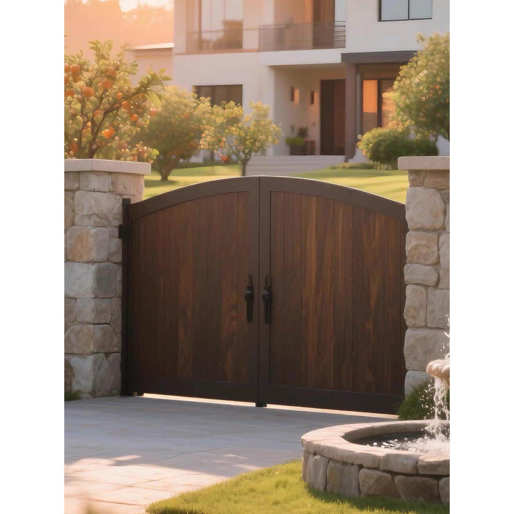 铝合金别墅木门户外院子对开门铁艺庭院双开大门铝艺小区入户栅栏