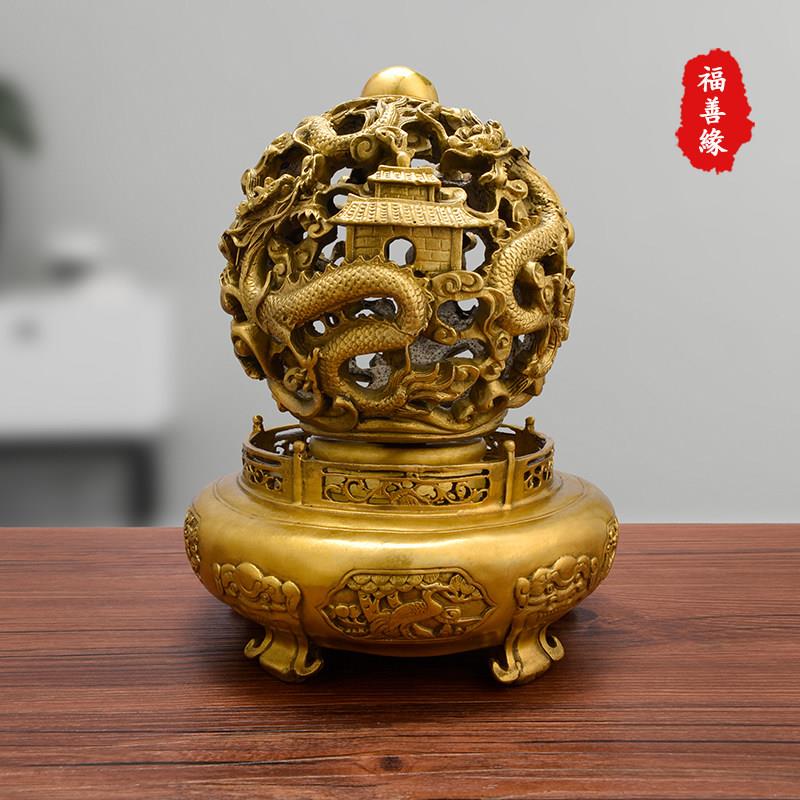 纯铜时来运转摆件扭转乾坤九转乾坤鼎九龙戏珠家居客厅装饰工艺品