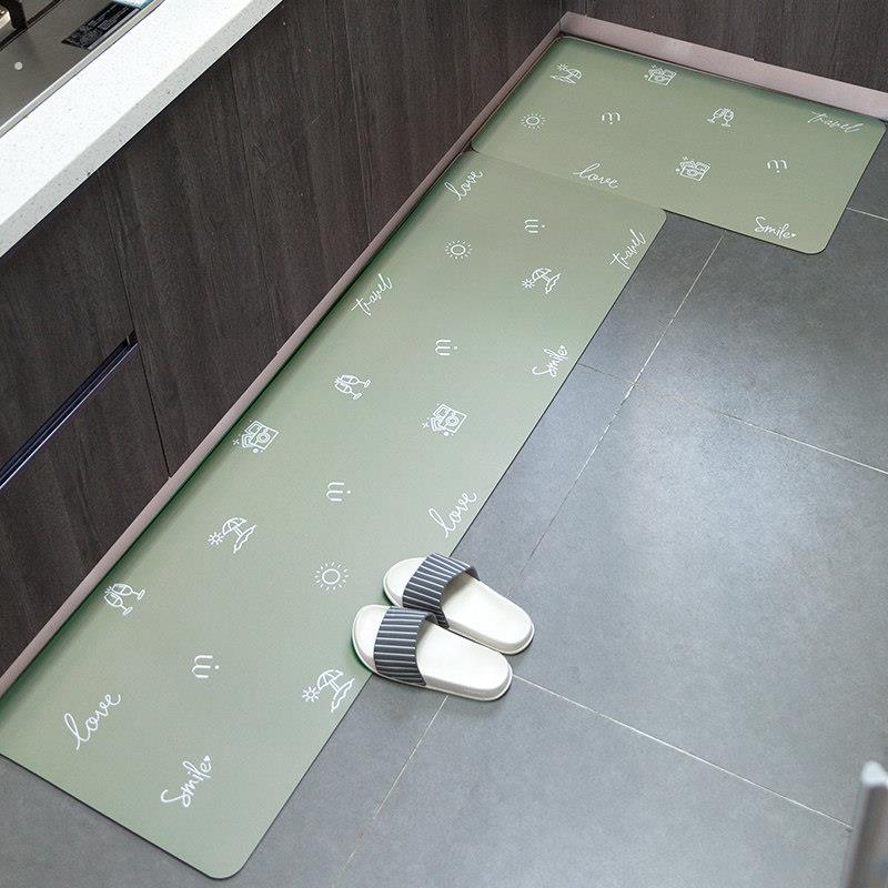 简约家用厨房防油防滑地垫门口皮革脚踏免洗阳台地毯可定制地垫子
