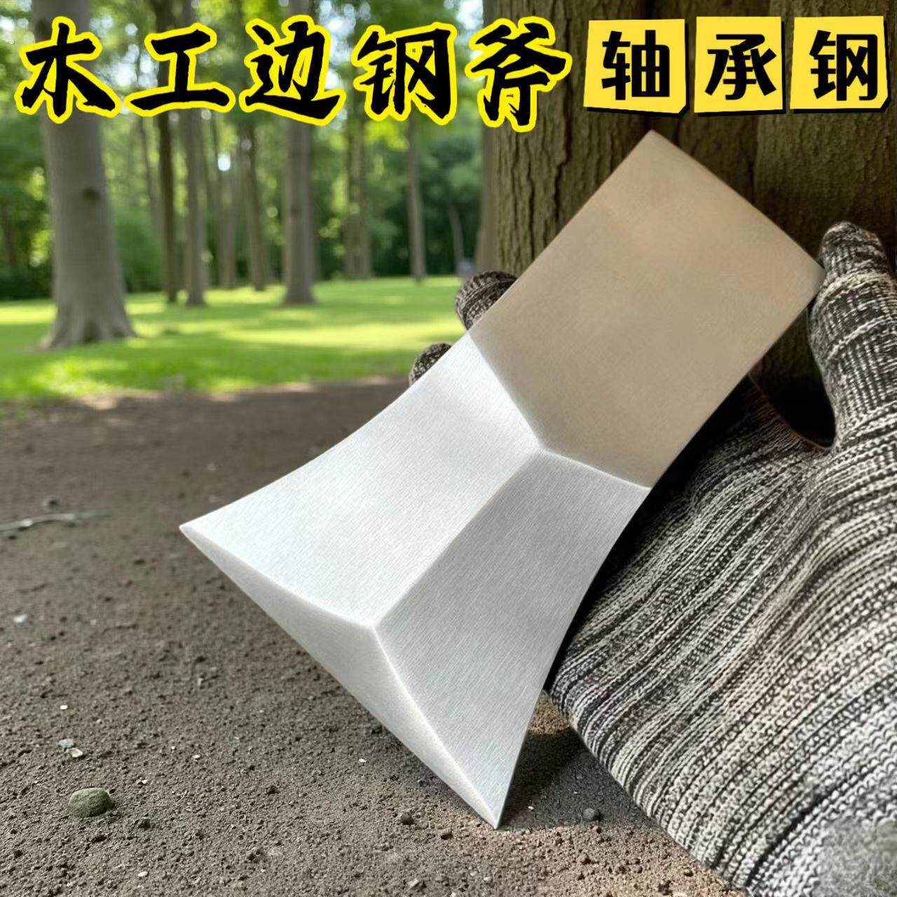 斧方顶单刃轴承钢锻打斧木匠偏斧全钢户外家用斧头老式斧