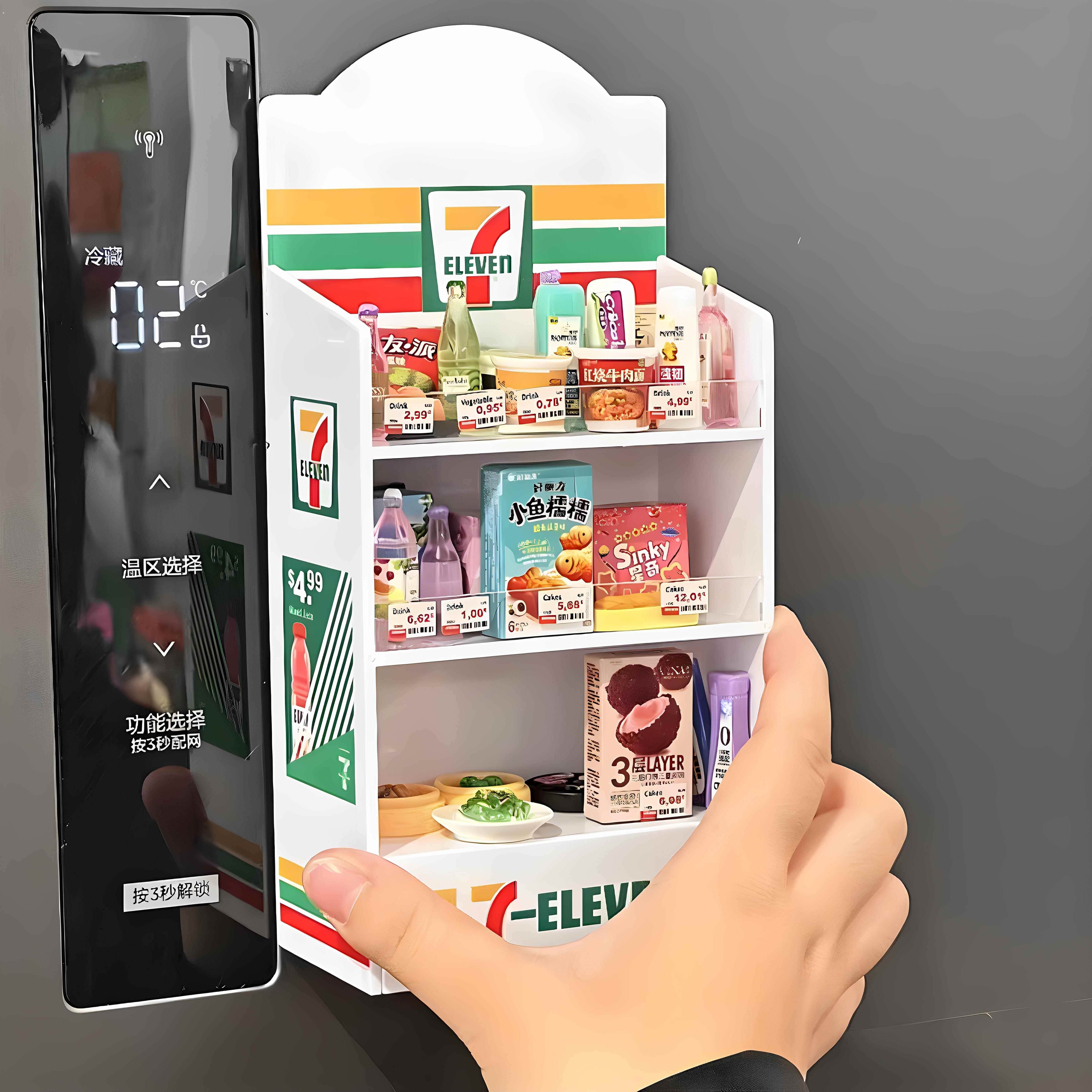711货架冰箱贴创意迷你便利店立体可爱厨房冰箱装饰便利店磁吸贴