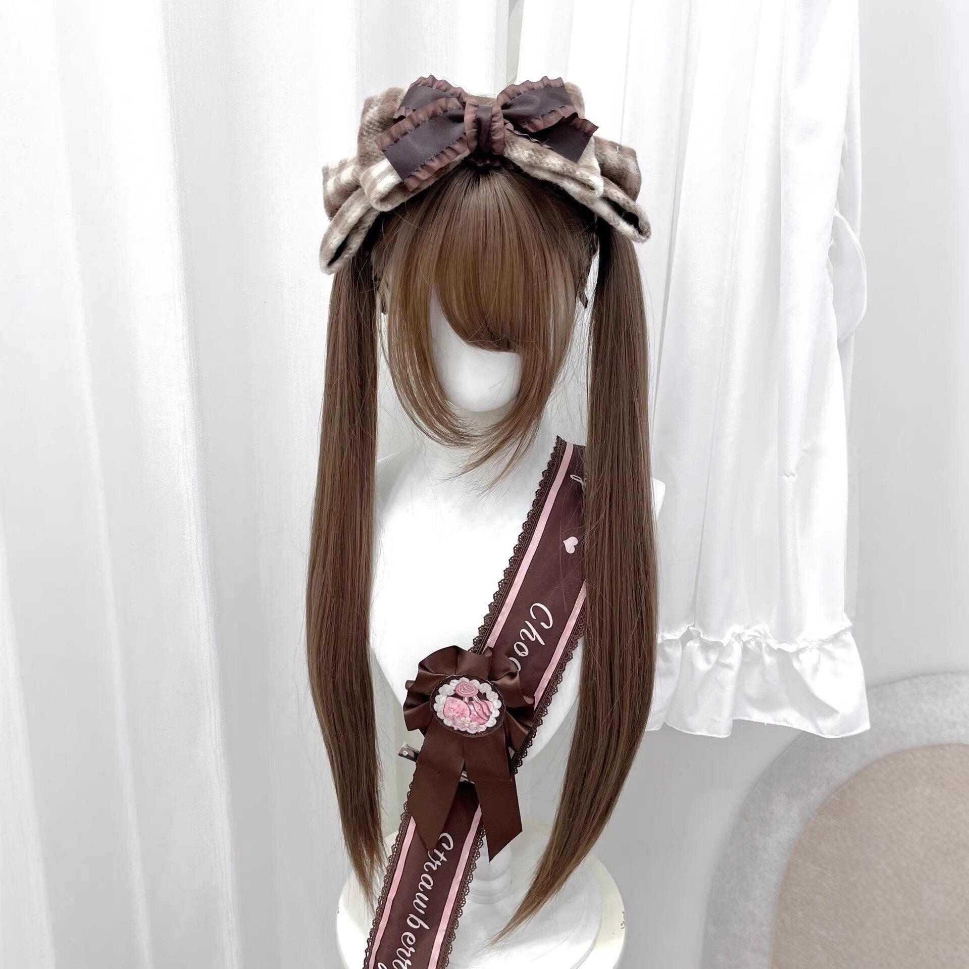 萌了个萌假发女80cm长直发Lolita双马尾甜美蜜茶色jk减龄全头套式