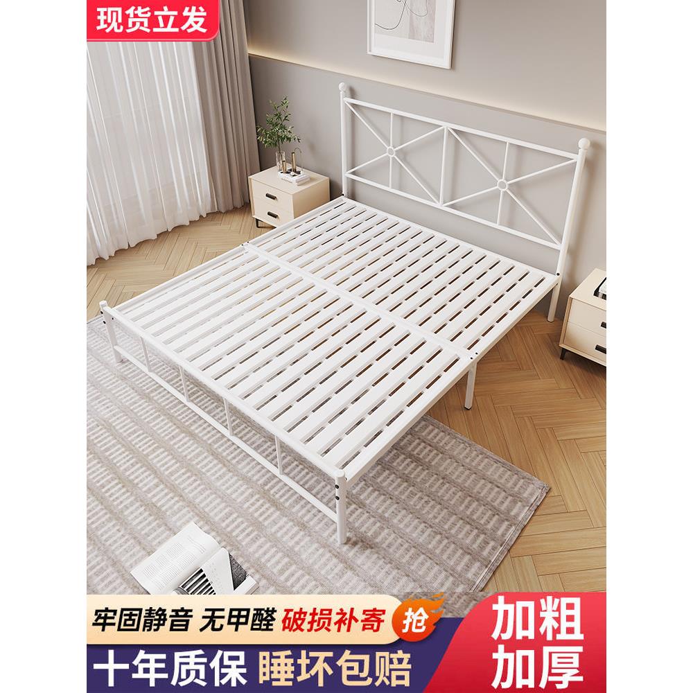 欧洲铁双人床1.5米铁框架可访问的豪华简单在流行钢悬吊床1.8米单