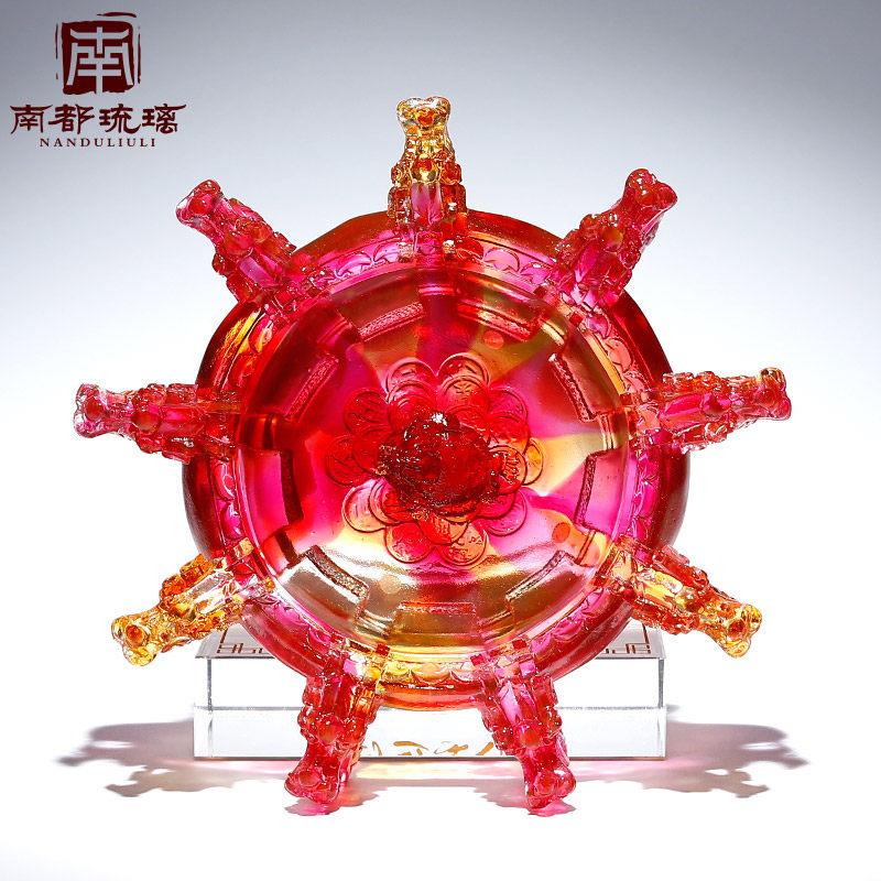 琉璃聚宝盆钥匙招财新中式玄关客厅开九龙盆聚财摆件乔迁开业礼品