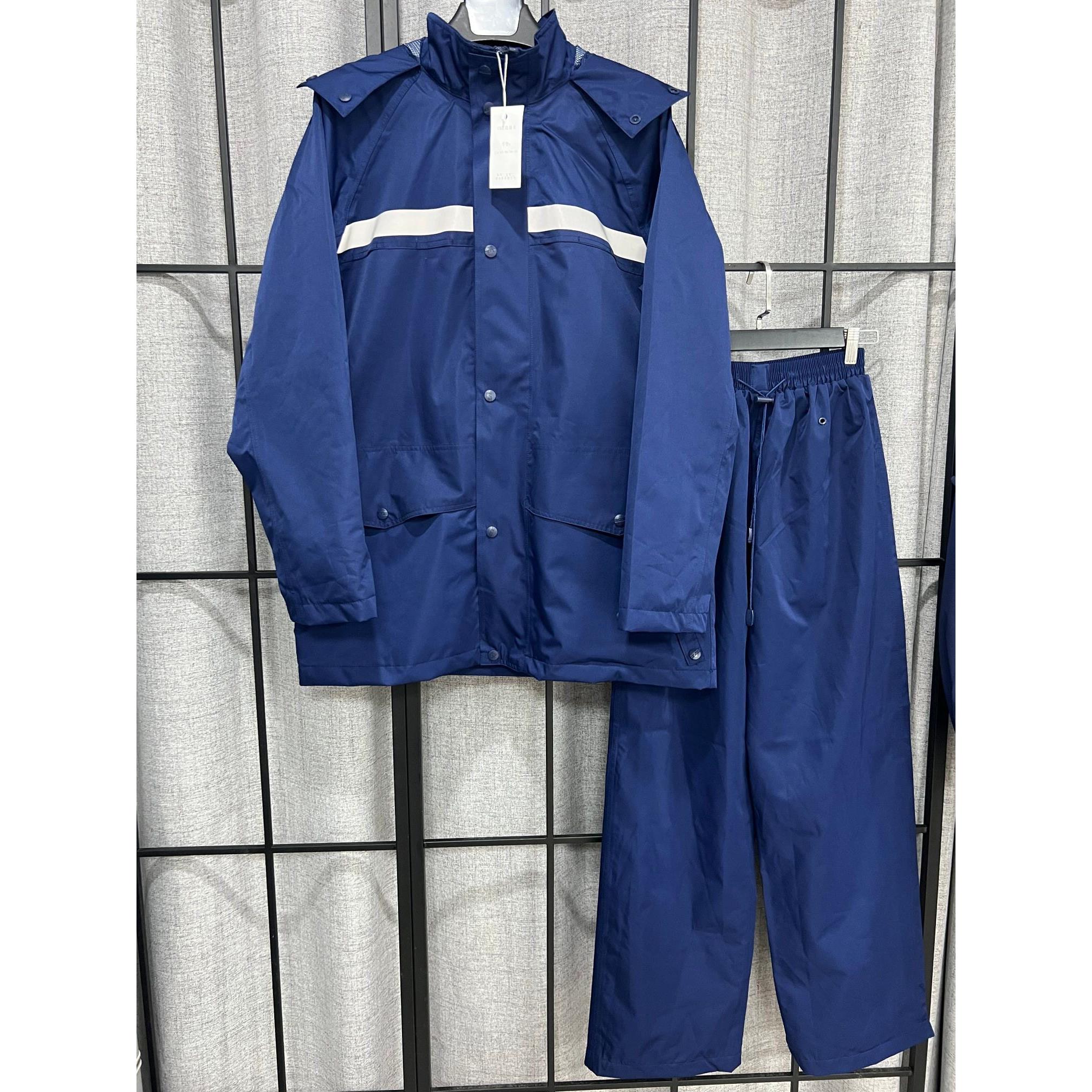 新式两件式雨衣套装深蓝衣雨裤抢险救援雨衣带内网