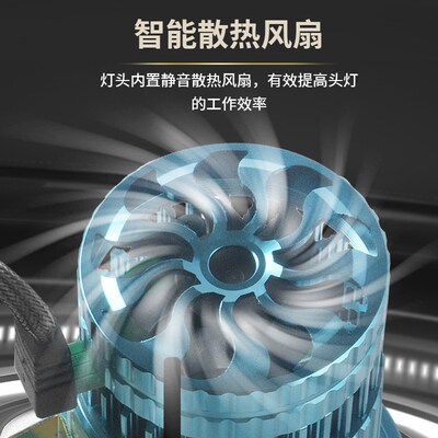 激光炮夜钓灯三光源调光圈超亮远射防水头灯12v手持黄光灯钓鱼灯