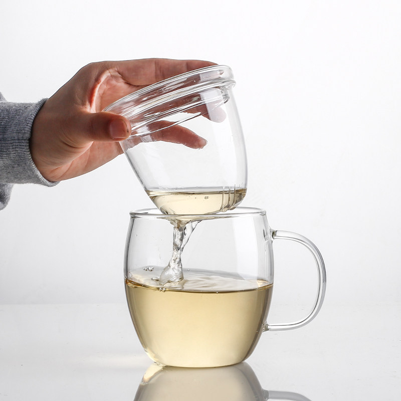 玻璃杯茶杯办公水杯花茶杯带把过滤男女泡茶杯高温防爆家用杯子