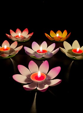 蜡烛荷花灯户外水漂水上河灯水中莲花灯中秋春节花灯天灯新款