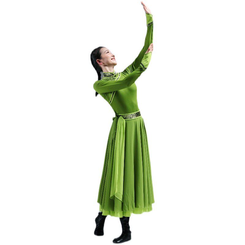 蒙古舞蹈服装演出服套装女民族服装艺考练习服大摆裙2021新款