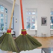 手工编织扫头发木地板瓷砖植物鬃个拖把家用软毛笤帚金丝芒草长柄