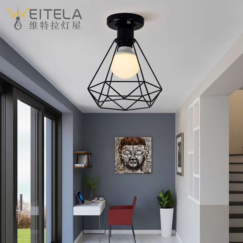 美式铁艺小卧室吧台阳台复古工业风个性走廊餐厅灯过道玄关吸顶灯,家装灯饰光源,客厅吸顶灯,淘宝优惠券,粉丝福利购,淘宝优惠卷