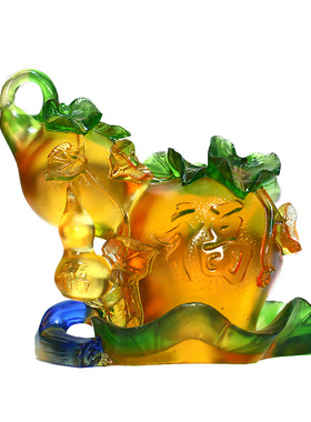 琉璃葫芦福禄双至祝福摆件居家客厅办公前台桌面摆放贺寿朋友送礼