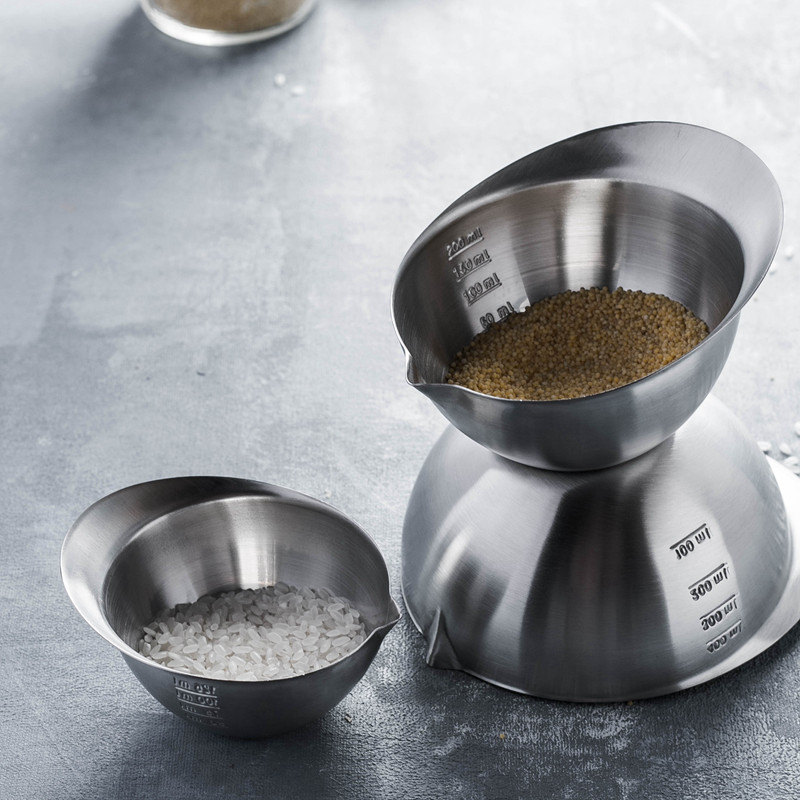 不锈钢迷你刻度小碗量碗烘焙量杯量勺黄油巧克力融化碗料理调料碗