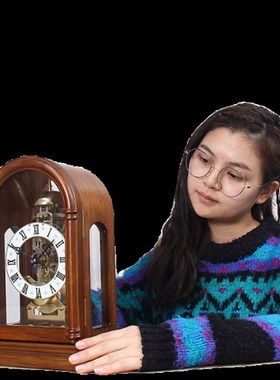 威弗列德中式客厅家用桌面钟表摆件老式台式摆钟复古实木机械座钟