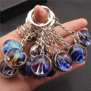 个性创意十二星座钥匙扣男女太空人汽车钥匙挂件金属锁匙扣网红