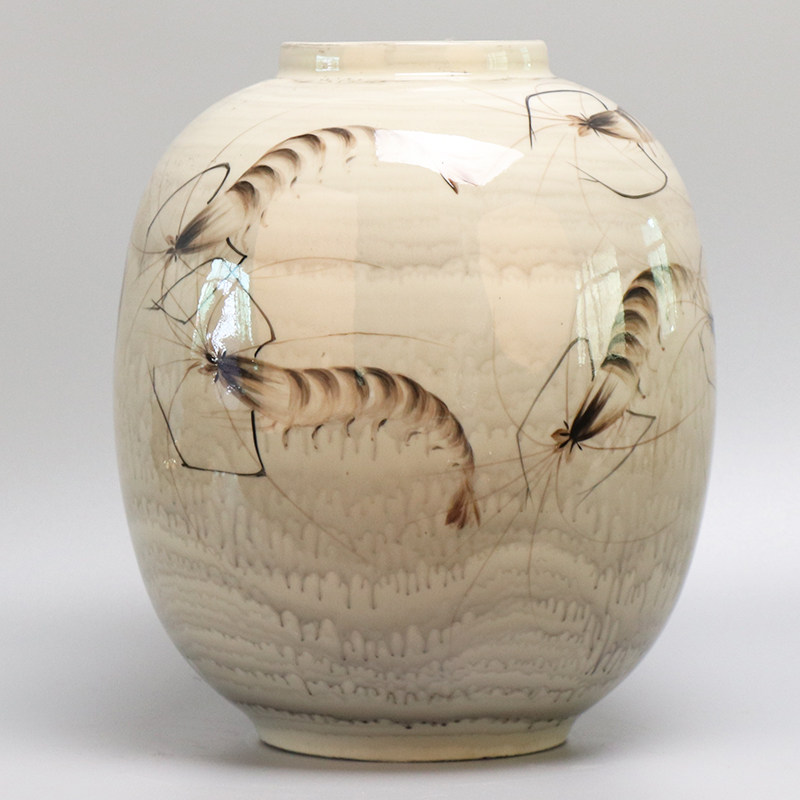 新中式陶瓷手绘虾花瓶摆件样板间轻奢客厅书房书架轻奢软装饰品,家居饰品,花瓶,淘宝优惠券,粉丝福利购,淘宝优惠卷