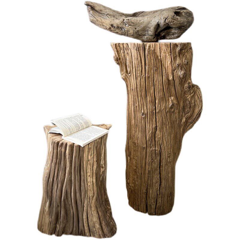 风化木老木头柱子风化木树根树桩盆景底座天然老木桩花盆支架创意