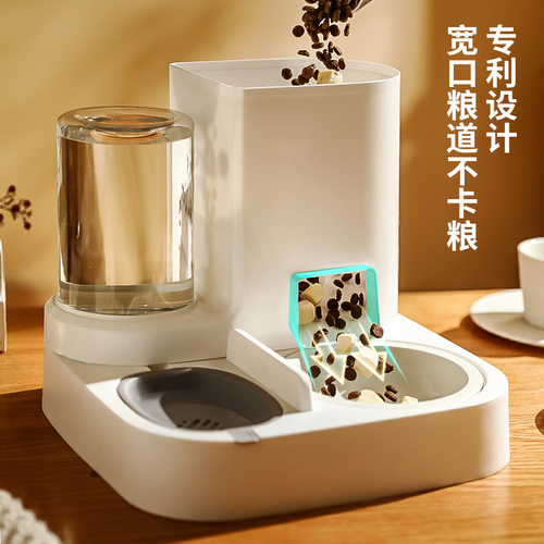 新款自动猫咪喝水喂食喂水器狗碗猫盆饮水喂食二合一猫碗宠物用品